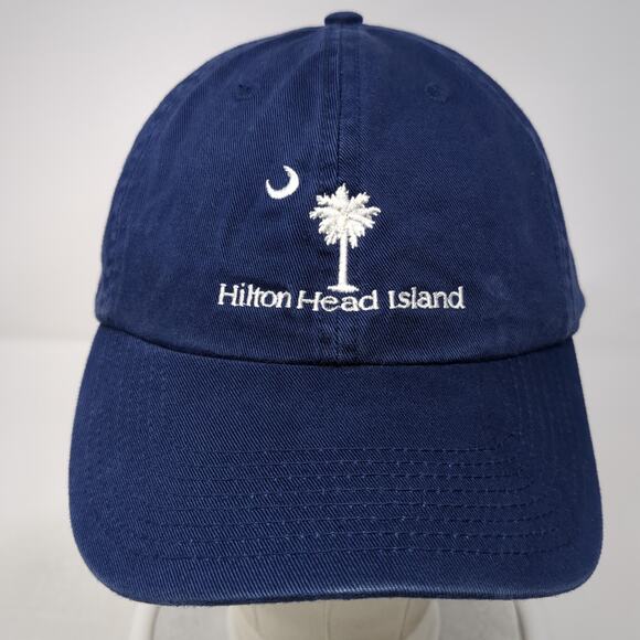 Hilton Head Island Slideback Baseball Cap Blue One Size Adjustable Cotton Perrin - Picture 2 of 9